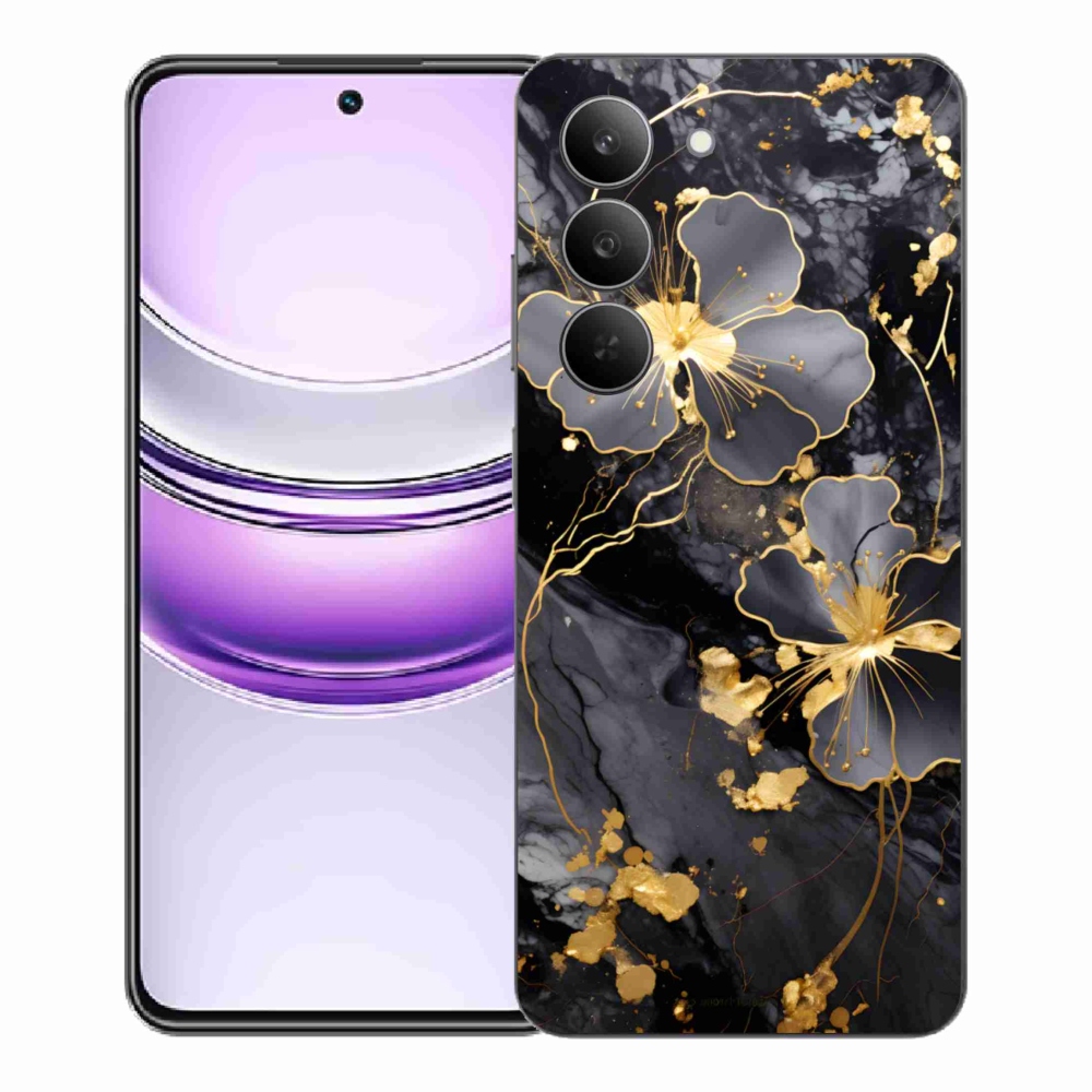 Gelový kryt mmCase na Realme 14x 5G - zlaté květy