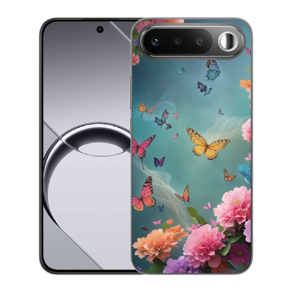 Gelový kryt mmCase na Realme 16 5G - barevné květy a motýli