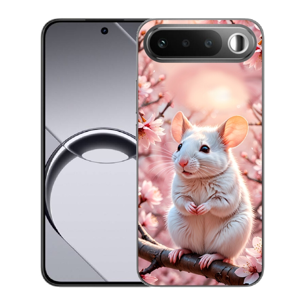 Gelový kryt mmCase na Realme 16 5G - bílá myš na větvi