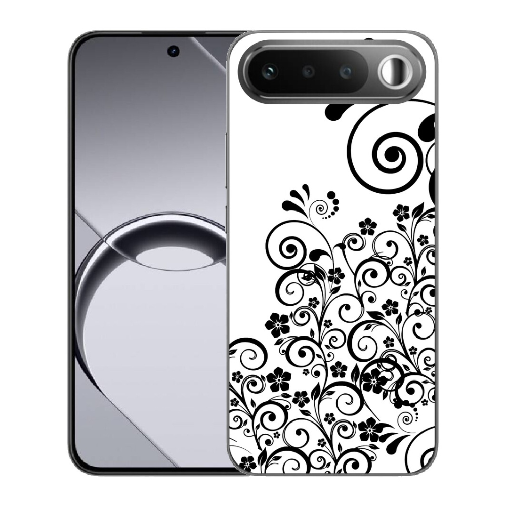Gelový kryt mmCase na Realme 16 5G - černobílé květinové vzory