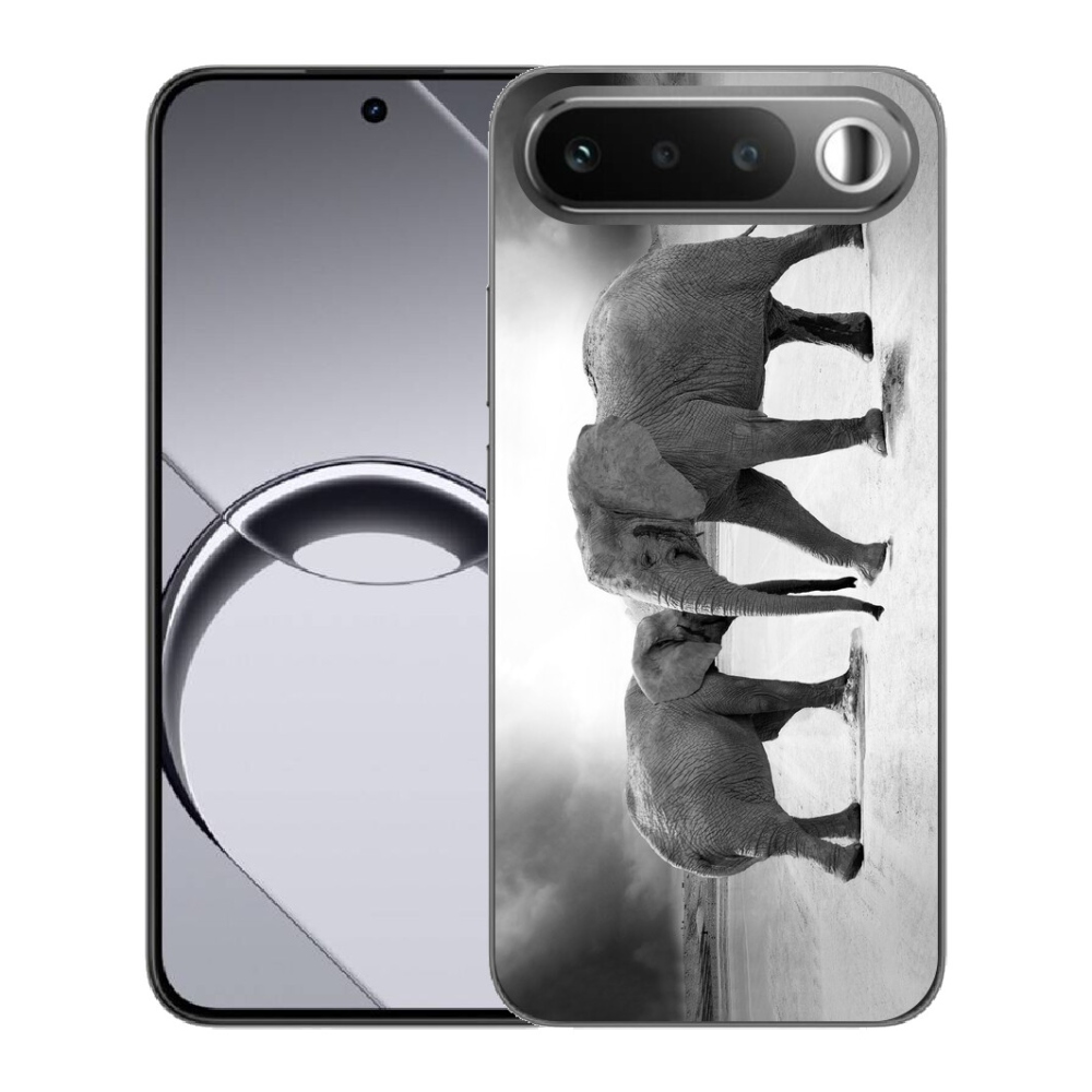 Gelový kryt mmCase na Realme 16 5G - černobílí sloni