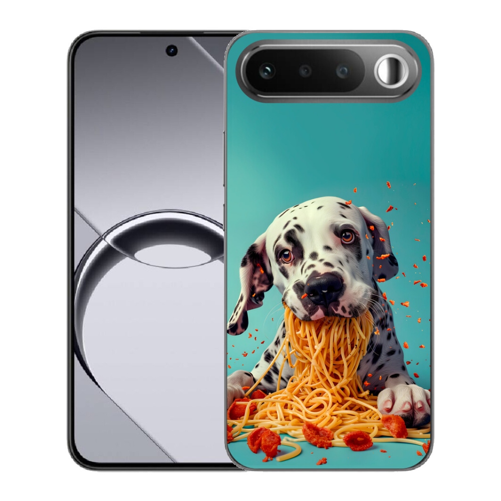 Gelový kryt mmCase na Realme 16 5G - dalmatin a špagety