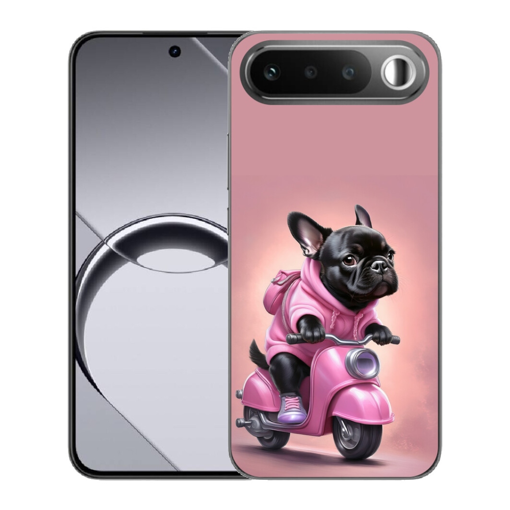 Gelový kryt mmCase na Realme 16 5G - francouzský buldoček na skútru