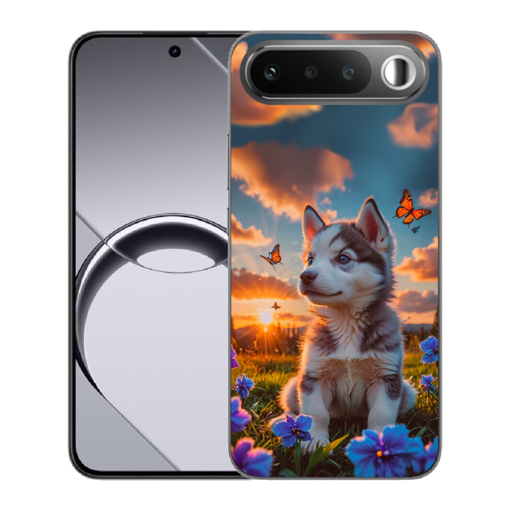 Gelový kryt mmCase na Realme 16 5G - husky při západu slunce