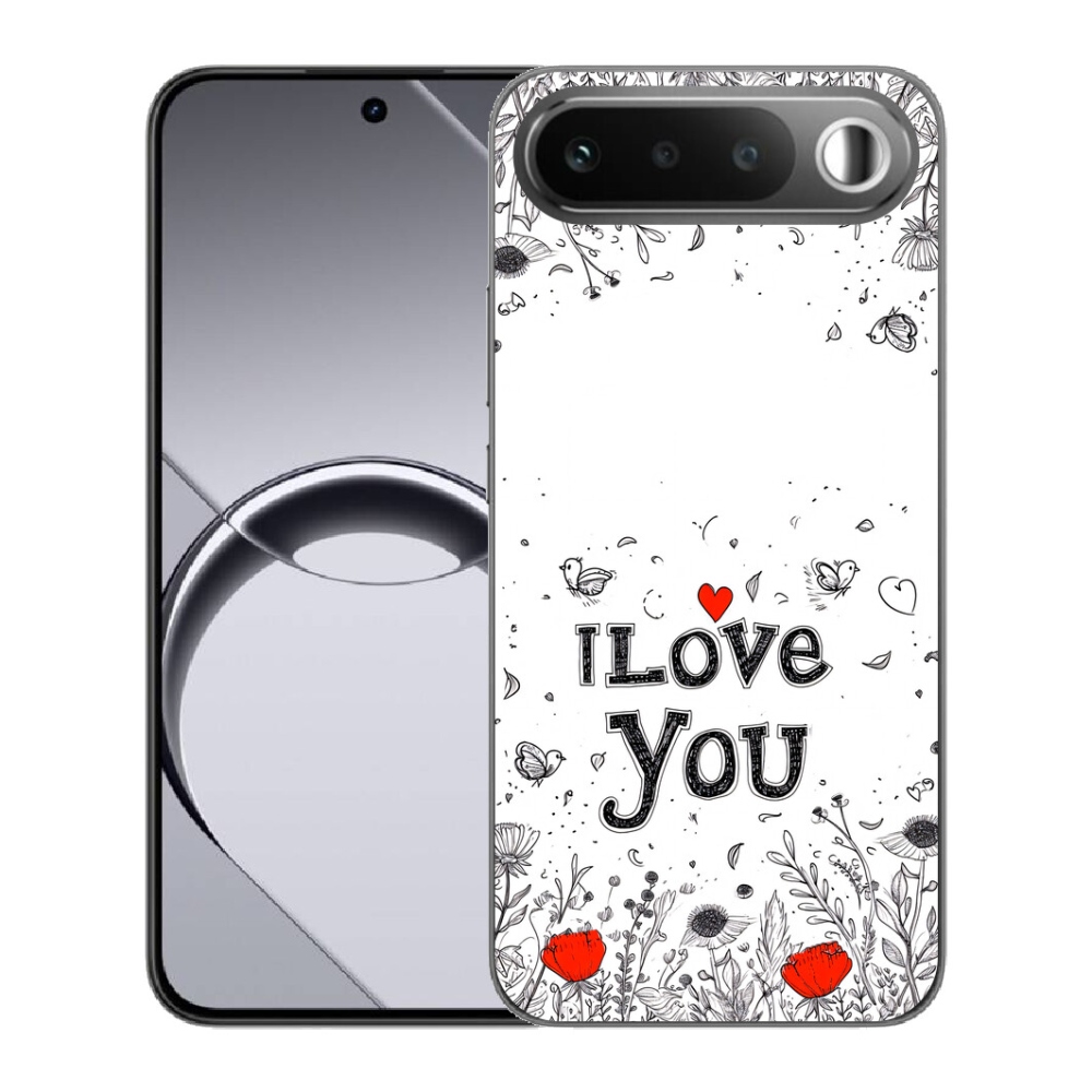 Gelový kryt mmCase na Realme 16 5G - I love you bílé pozadí