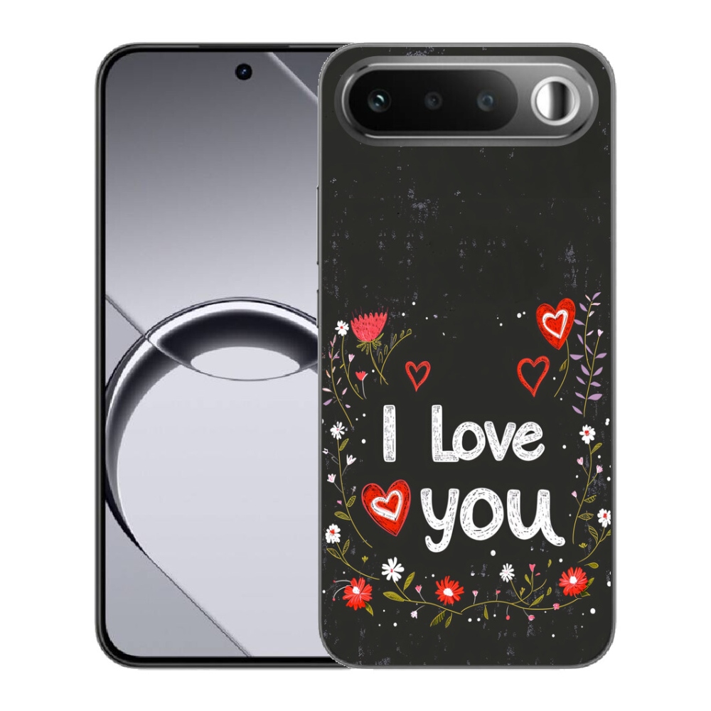 Gelový kryt mmCase na Realme 16 5G - I love you černé pozadí
