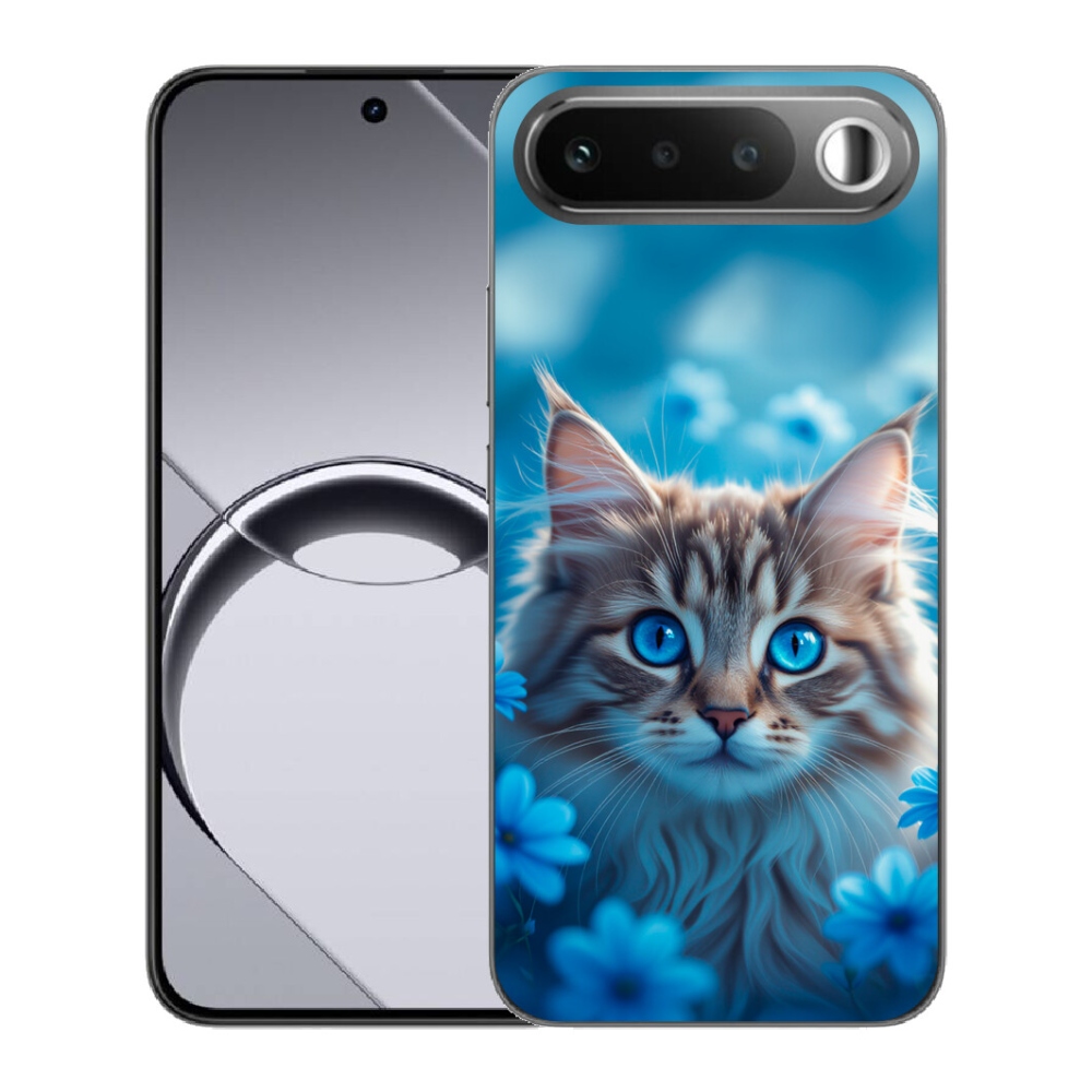 Gelový kryt mmCase na Realme 16 5G - koťátko v modrých květech