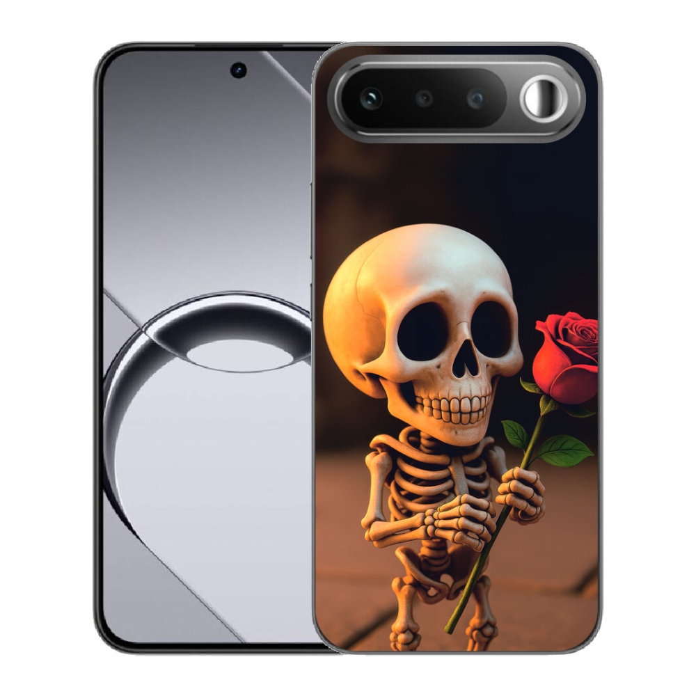 Gelový kryt mmCase na Realme 16 5G - kostlivec s růží