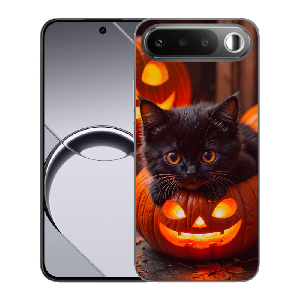 Gelový kryt mmCase na Realme 16 5G - kotě a dýně