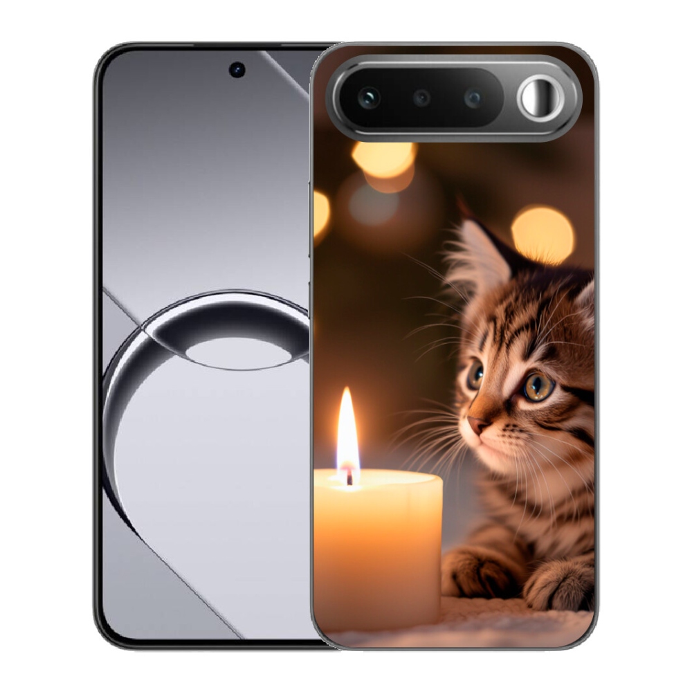 Gelový kryt mmCase na Realme 16 5G - kotě a svíčka