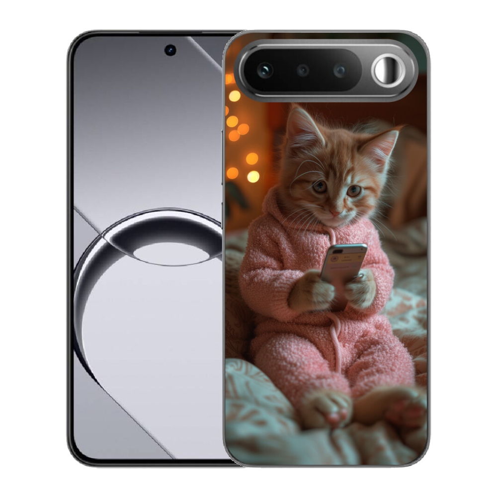 Gelový kryt mmCase na Realme 16 5G - kotě s mobilem