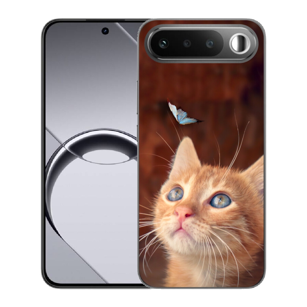 Gelový kryt mmCase na Realme 16 5G - motýl a kotě