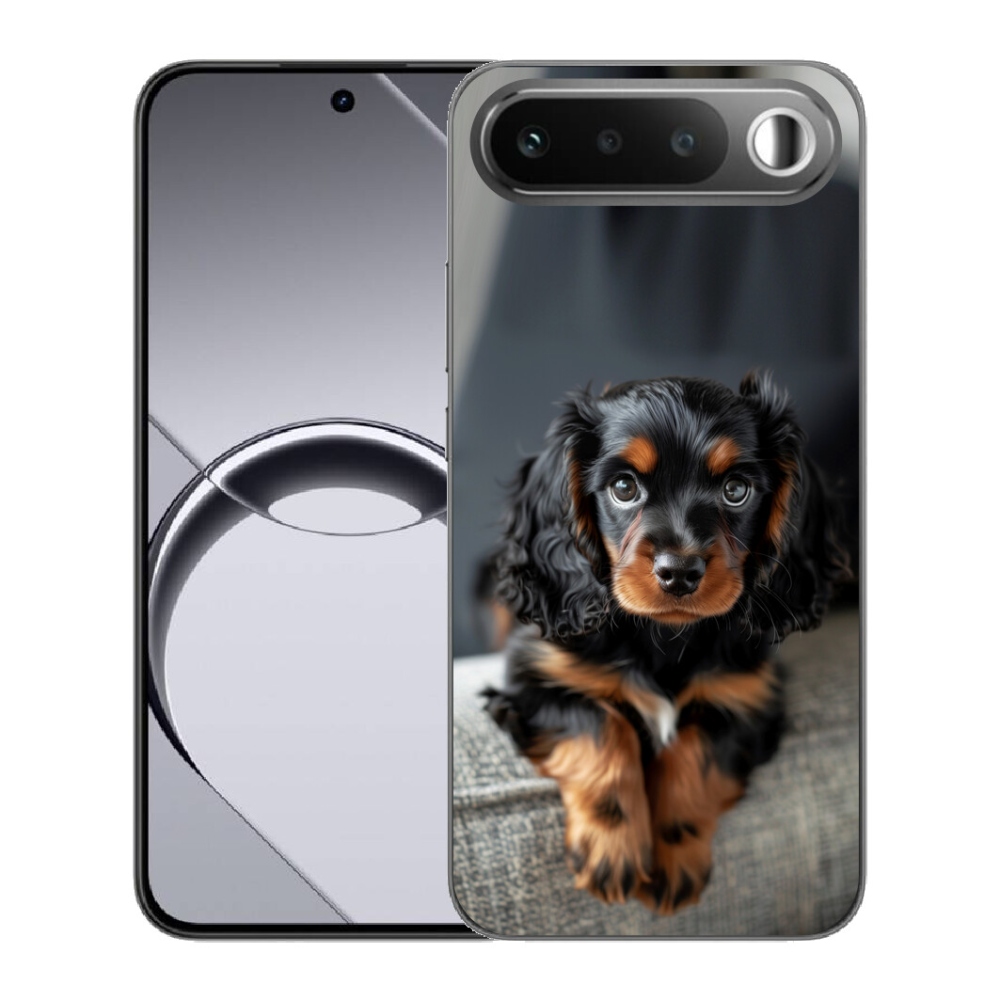 Gelový kryt mmCase na Realme 16 5G - roztomilý dlouhosrstý jezevčík