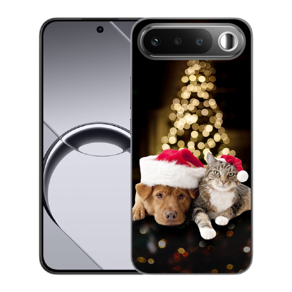 Gelový kryt mmCase na Realme 16 5G - vánoční pes a kočka