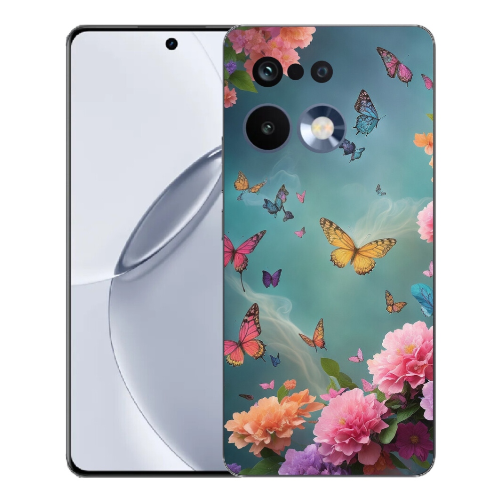 Gelový kryt mmCase na Realme 16 Pro+ - barevné květy a motýli