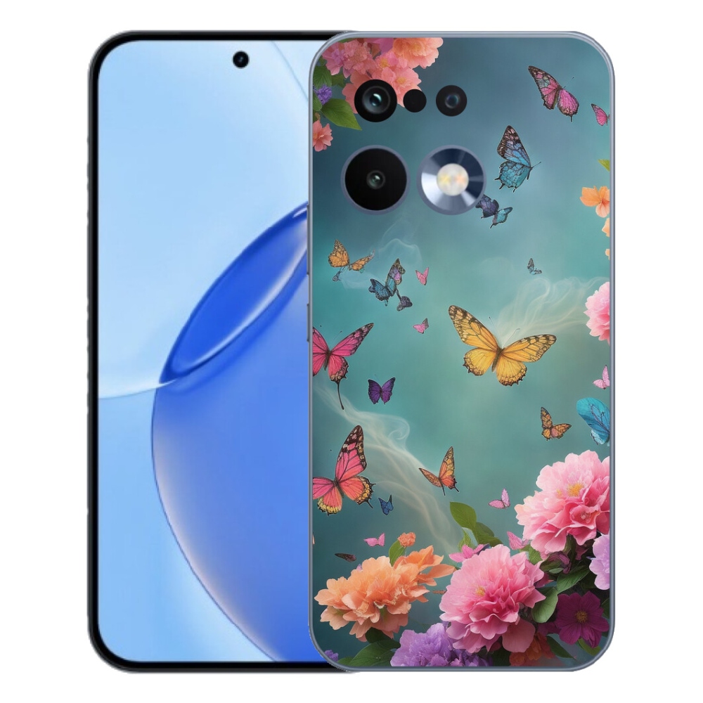 Gelový kryt mmCase na Realme 16 Pro - barevné květy a motýli