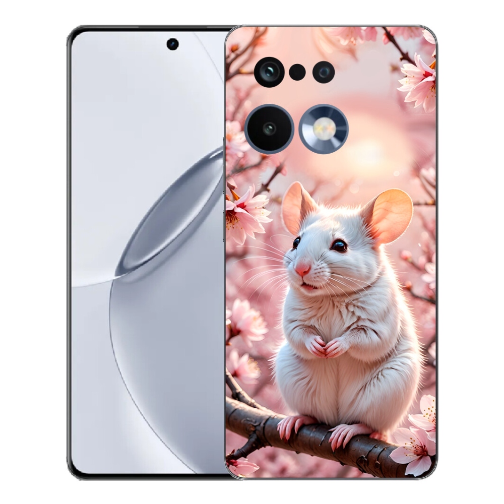 Gelový kryt mmCase na Realme 16 Pro+ - bílá myš na větvi
