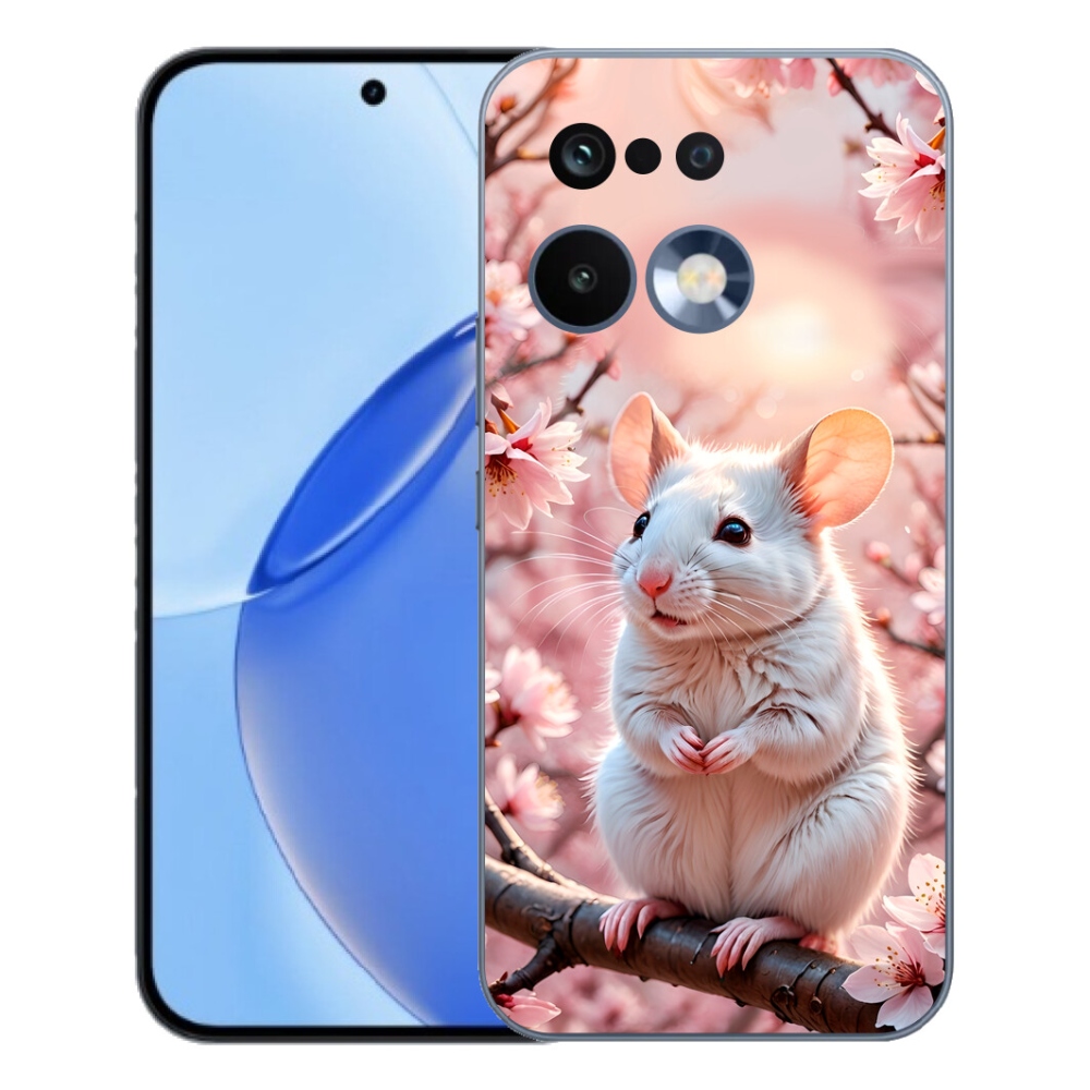 Gelový kryt mmCase na Realme 16 Pro - bílá myš na větvi