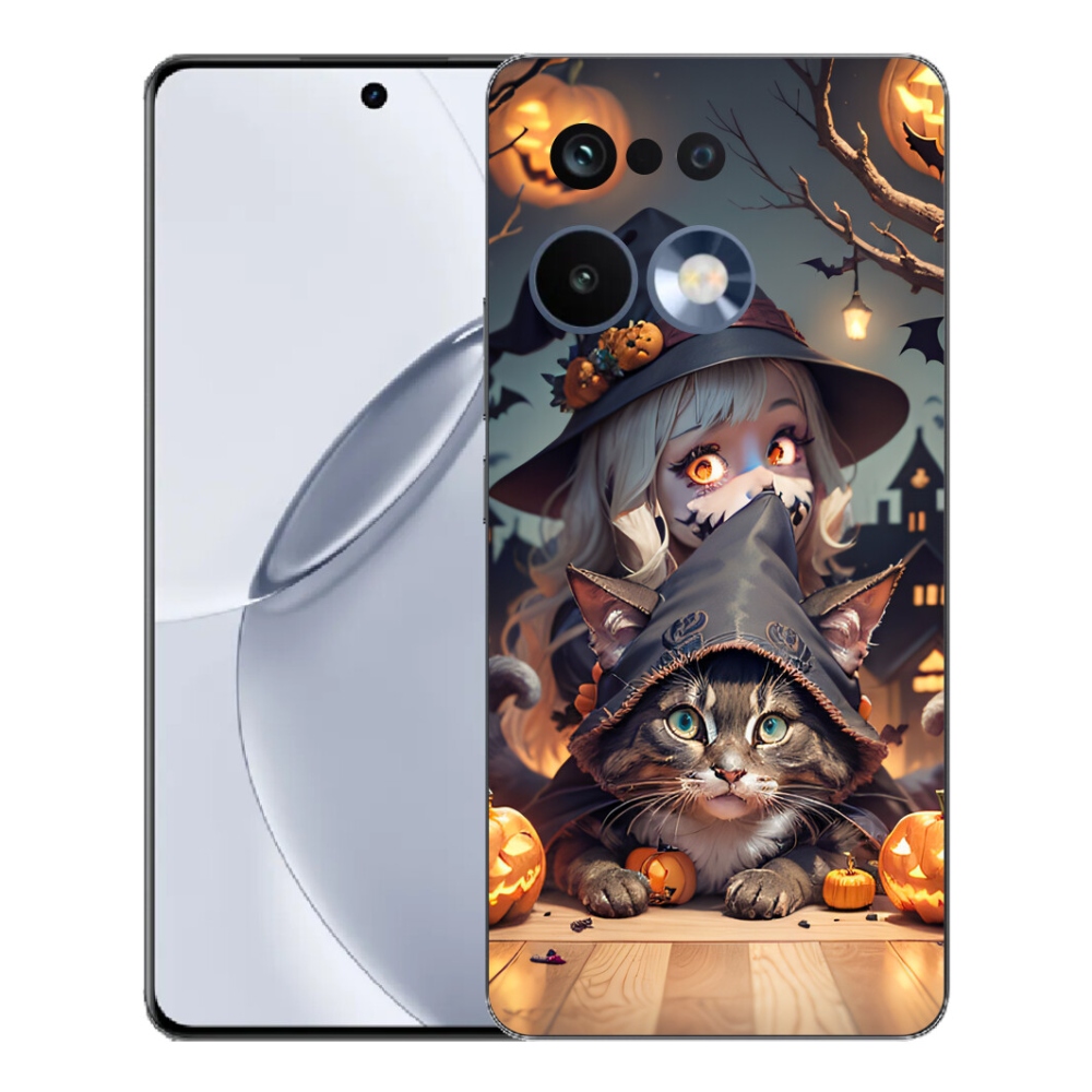 Gelový kryt mmCase na Realme 16 Pro+ - čarodějnice s kočkou