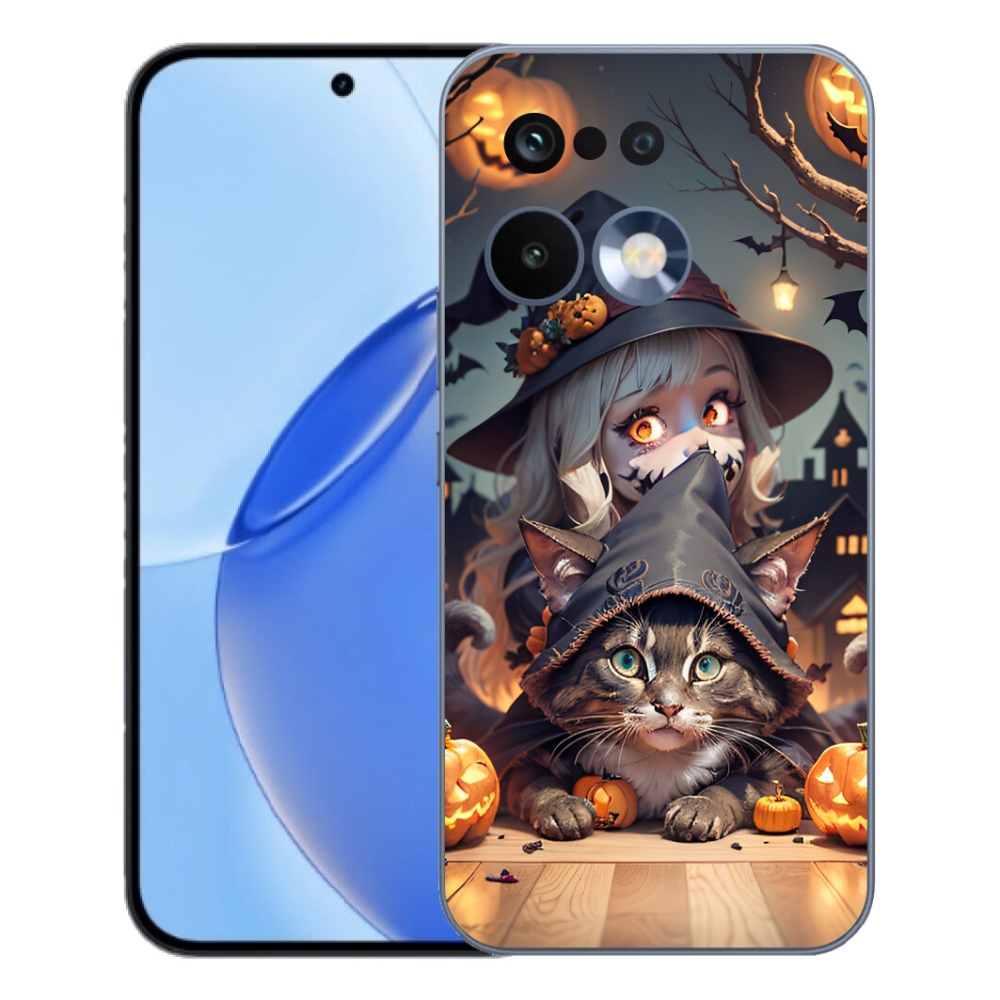 Gelový kryt mmCase na Realme 16 Pro - čarodějnice s kočkou