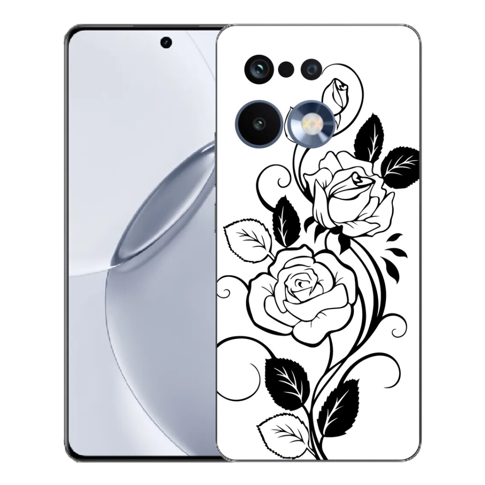 Gelový kryt mmCase na Realme 16 Pro+ - černobílá růže