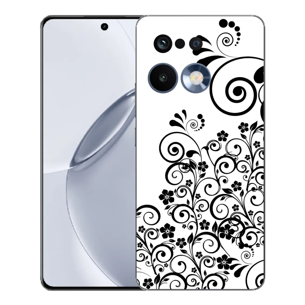 Gelový kryt mmCase na Realme 16 Pro+ - černobílé květinové vzory