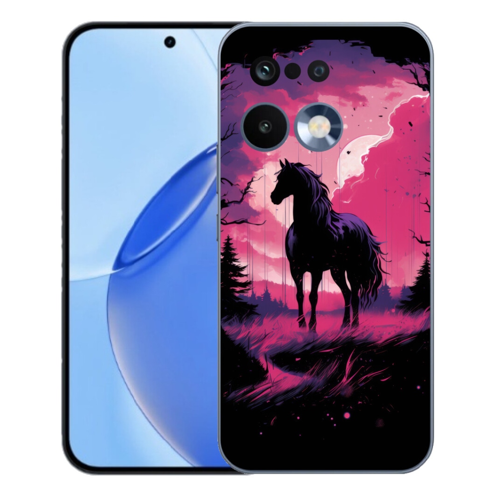 Gelový kryt mmCase na Realme 16 Pro - černý kreslený kůň 1
