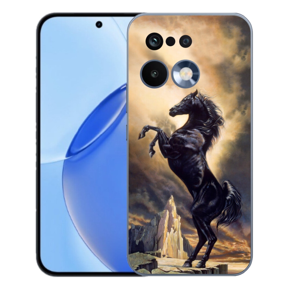 Gelový kryt mmCase na Realme 16 Pro - černý kreslený kůň