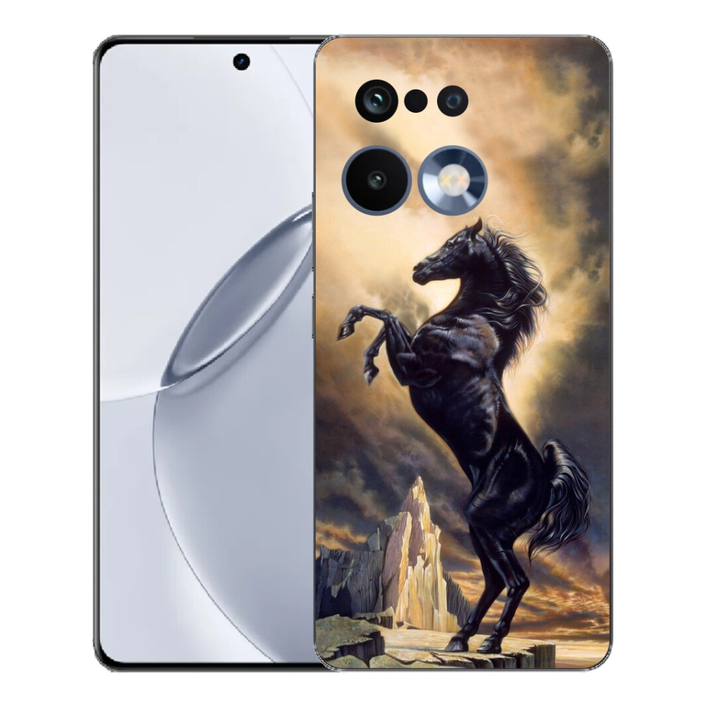 Gelový kryt mmCase na Realme 16 Pro+ - černý kreslený kůň
