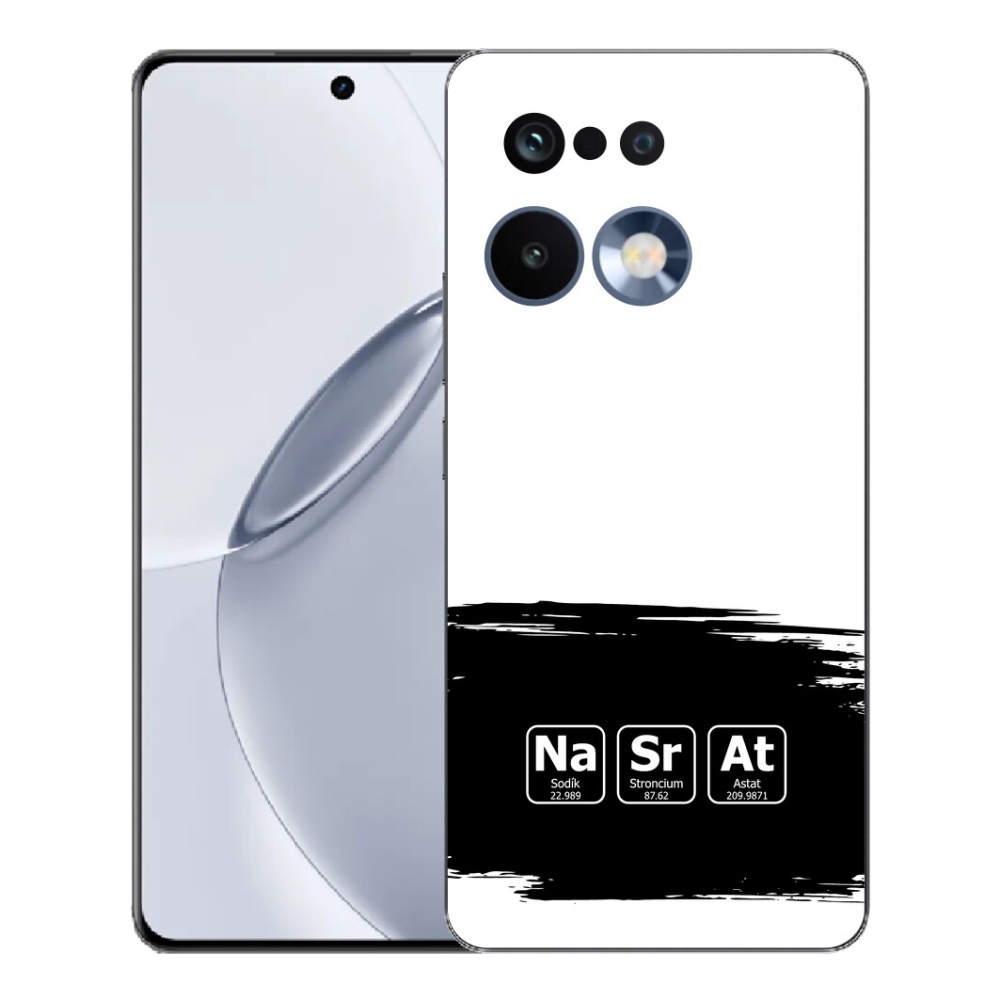 Gelový kryt mmCase na Realme 16 Pro+ - chemické prvky černobílé pozadí