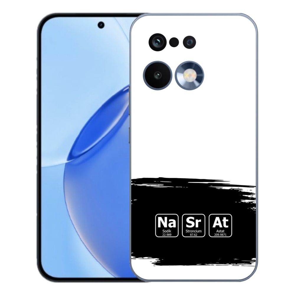 Gelový kryt mmCase na Realme 16 Pro - chemické prvky černobílé pozadí