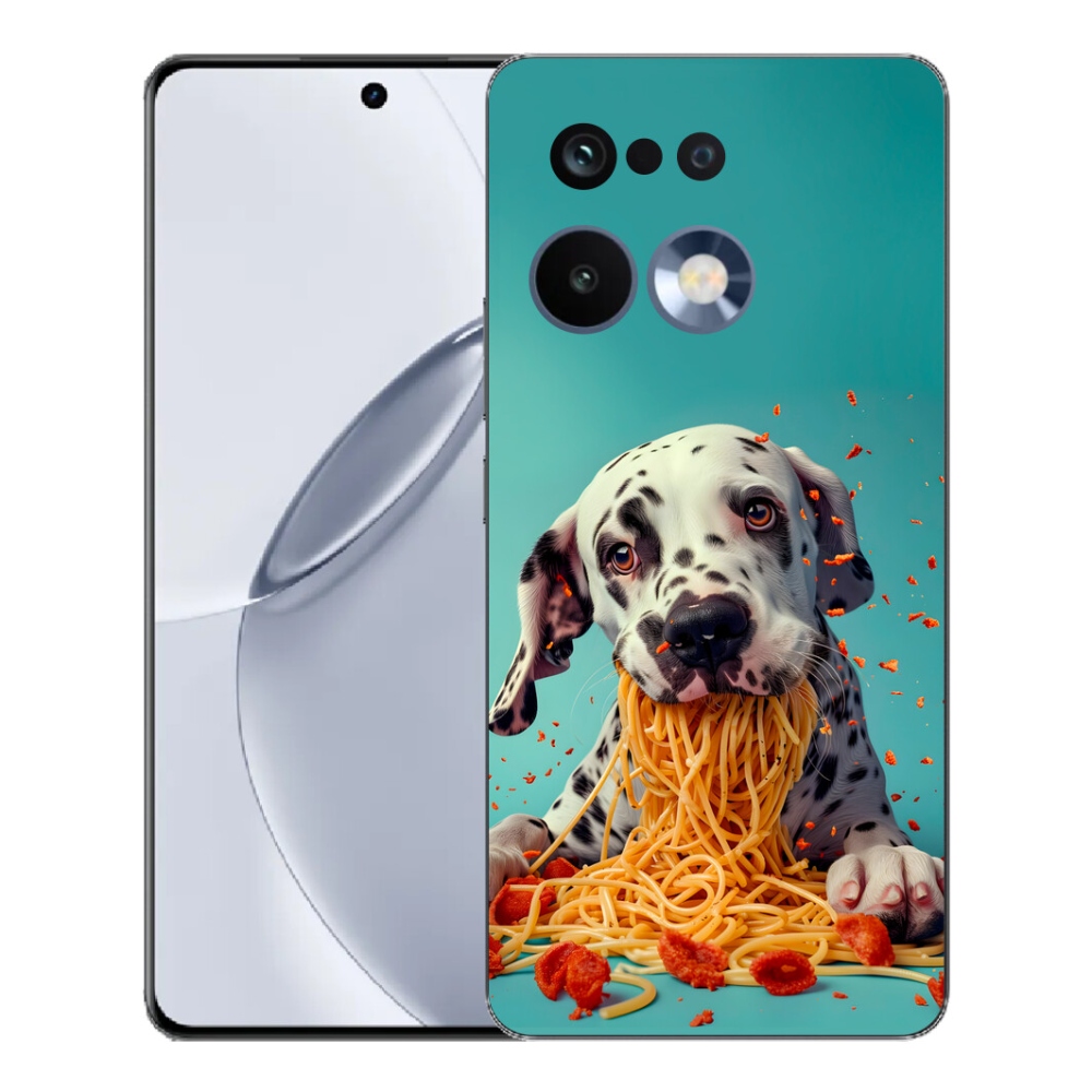 Gelový kryt mmCase na Realme 16 Pro+ - dalmatin a špagety