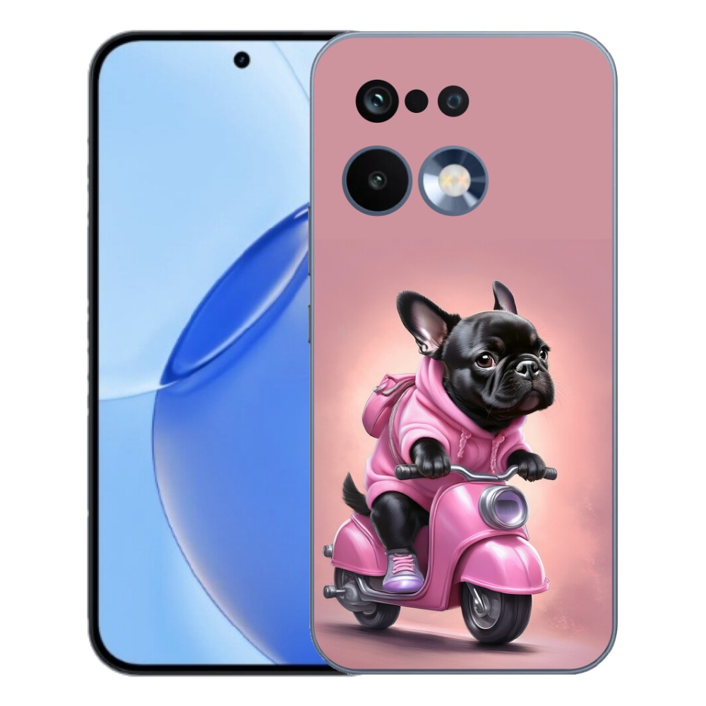 Gelový kryt mmCase na Realme 16 Pro - francouzský buldoček na skútru