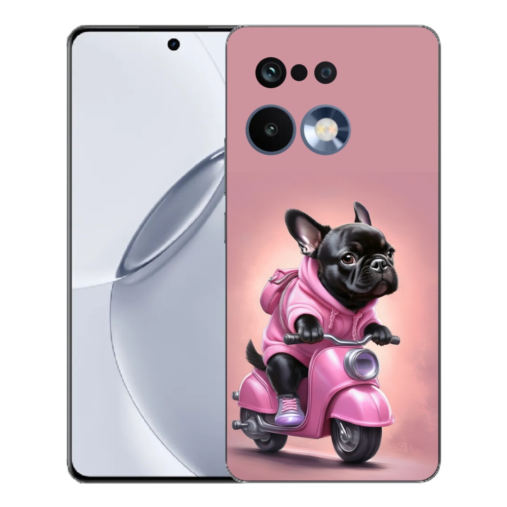 Gelový kryt mmCase na Realme 16 Pro+ - francouzský buldoček na skútru