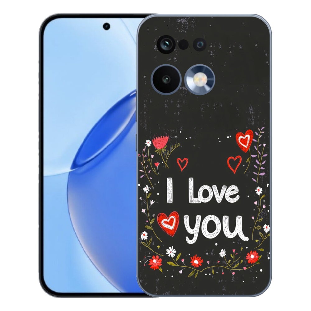 Gelový kryt mmCase na Realme 16 Pro - I love you černé pozadí