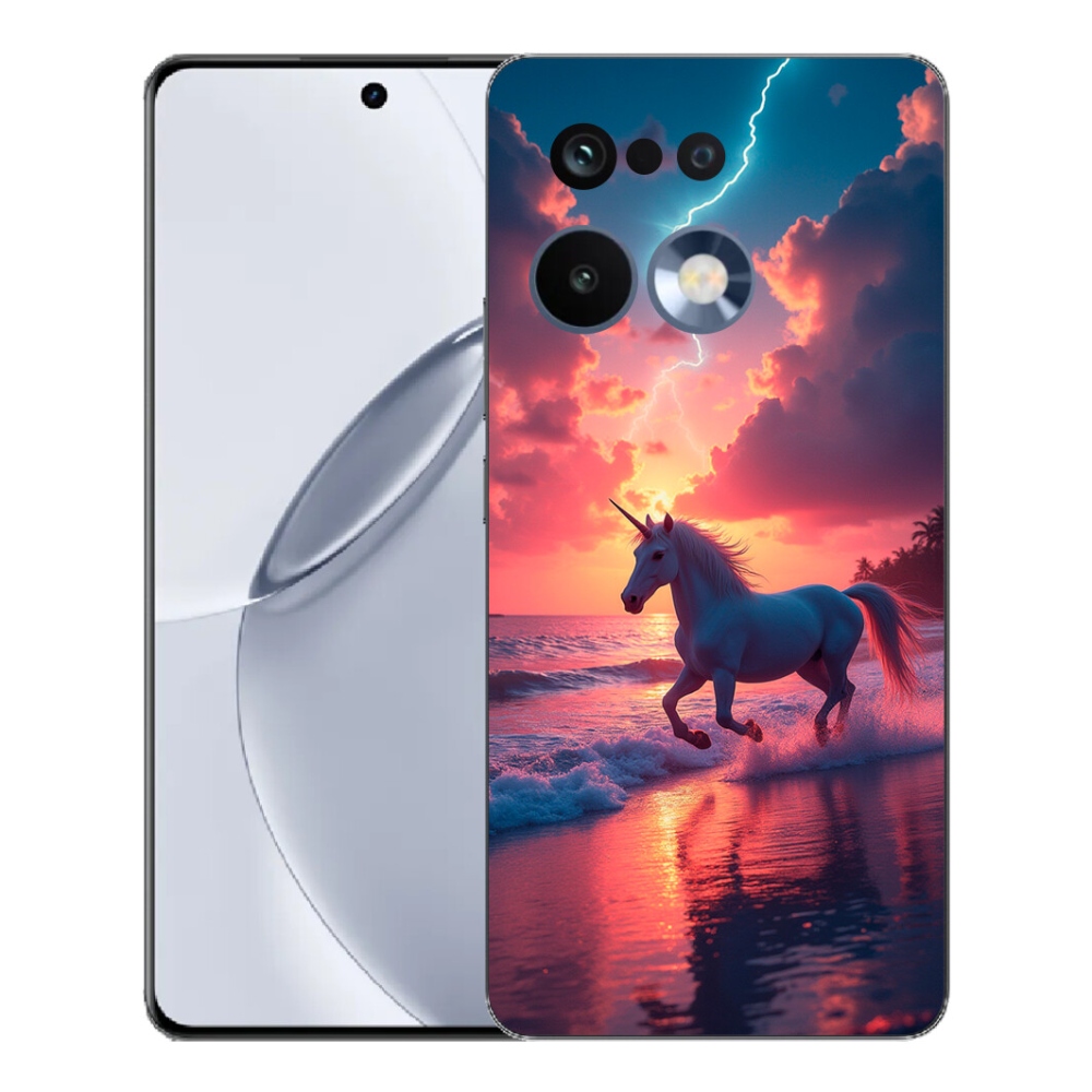 Gelový kryt mmCase na Realme 16 Pro+ - jednorožec na pláži