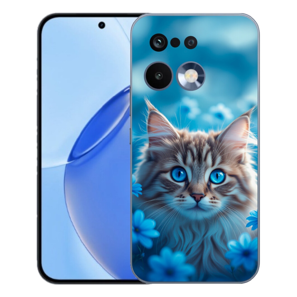 Gelový kryt mmCase na Realme 16 Pro - koťátko v modrých květech