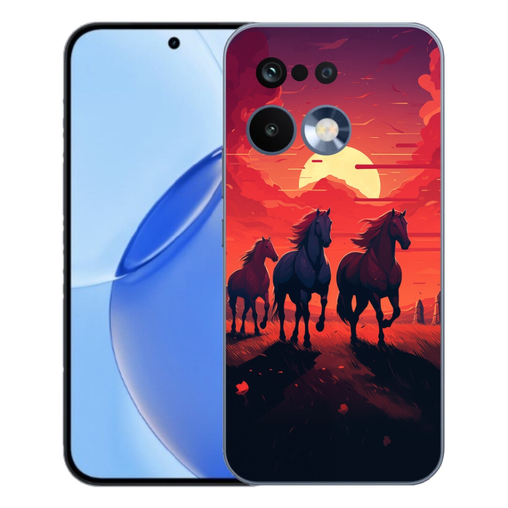 Gelový kryt mmCase na Realme 16 Pro - koně a západ slunce