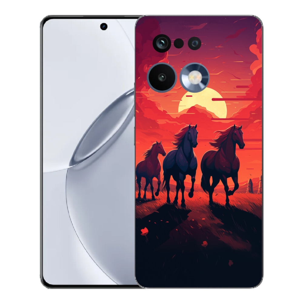 Gelový kryt mmCase na Realme 16 Pro+ - koně a západ slunce