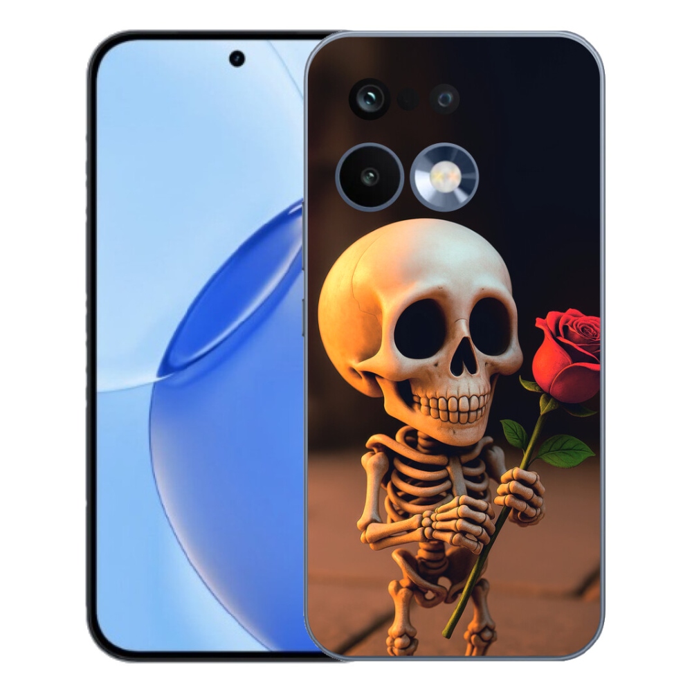 Gelový kryt mmCase na Realme 16 Pro - kostlivec s růží