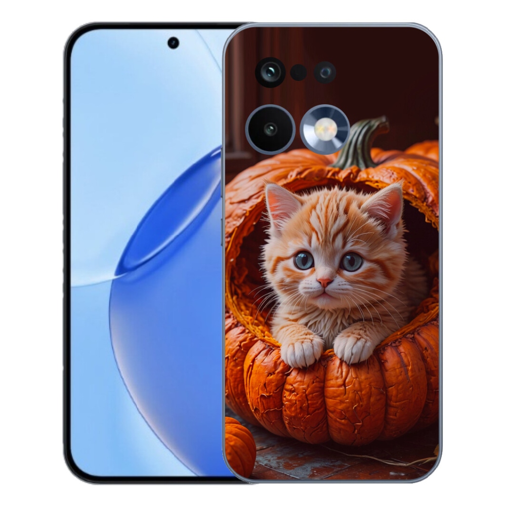 Gelový kryt mmCase na Realme 16 Pro - kotě a dýně 2