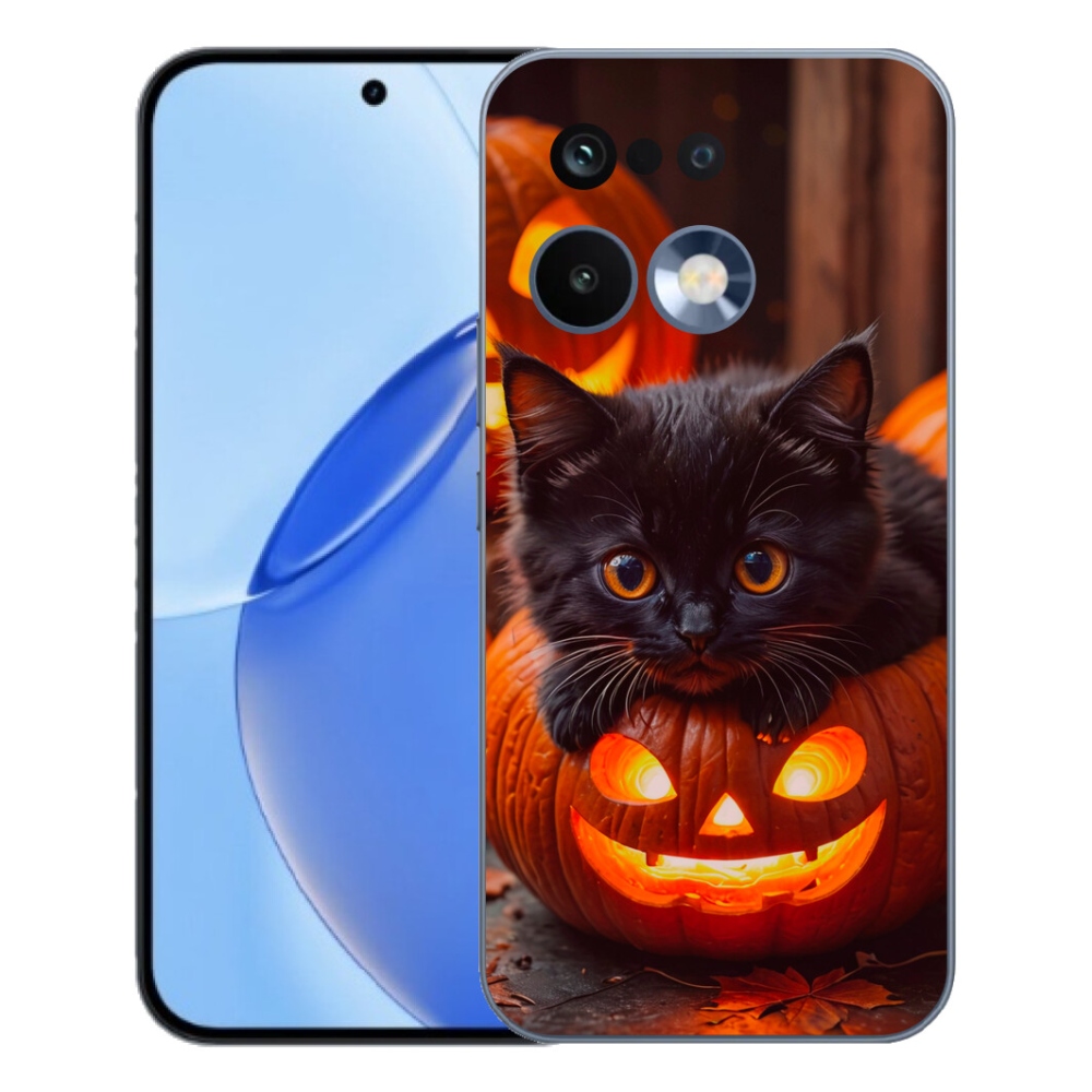 Gelový kryt mmCase na Realme 16 Pro - kotě a dýně