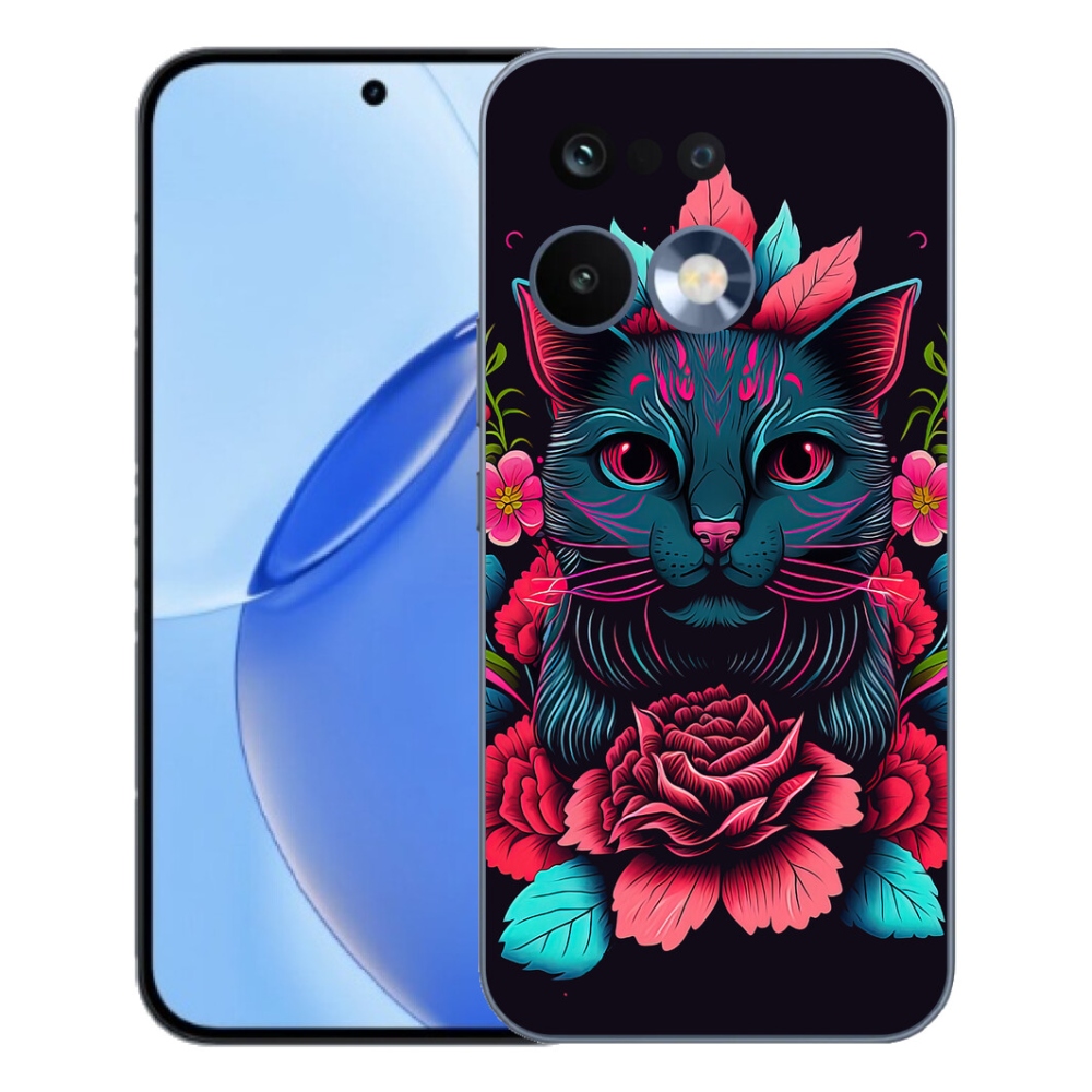 Gelový kryt mmCase na Realme 16 Pro - květiny a kočka