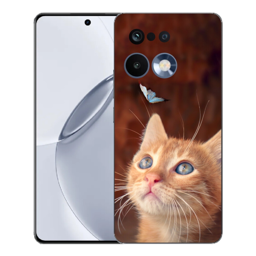 Gelový kryt mmCase na Realme 16 Pro+ - motýl a kotě