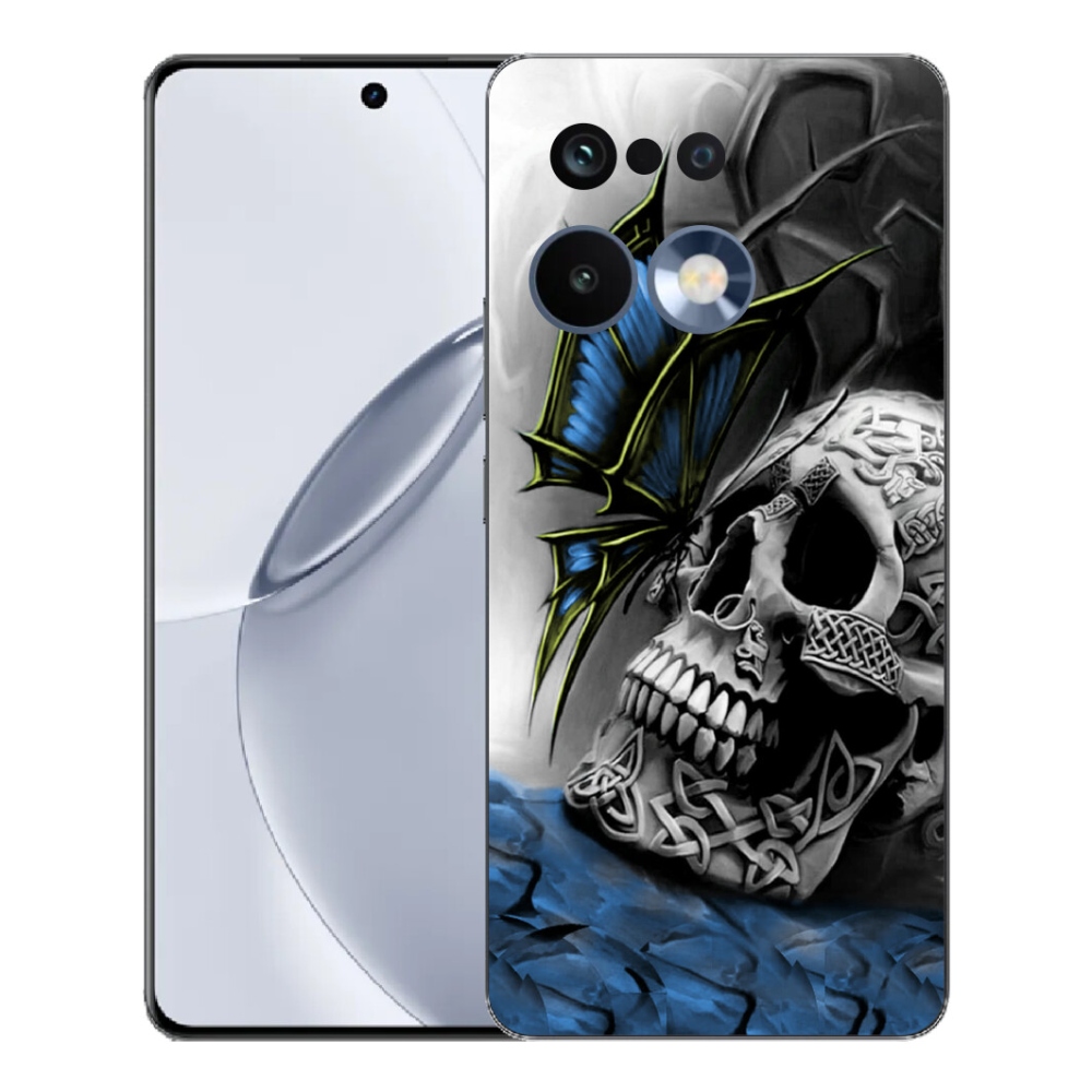 Gelový kryt mmCase na Realme 16 Pro+ - motýl a lebka