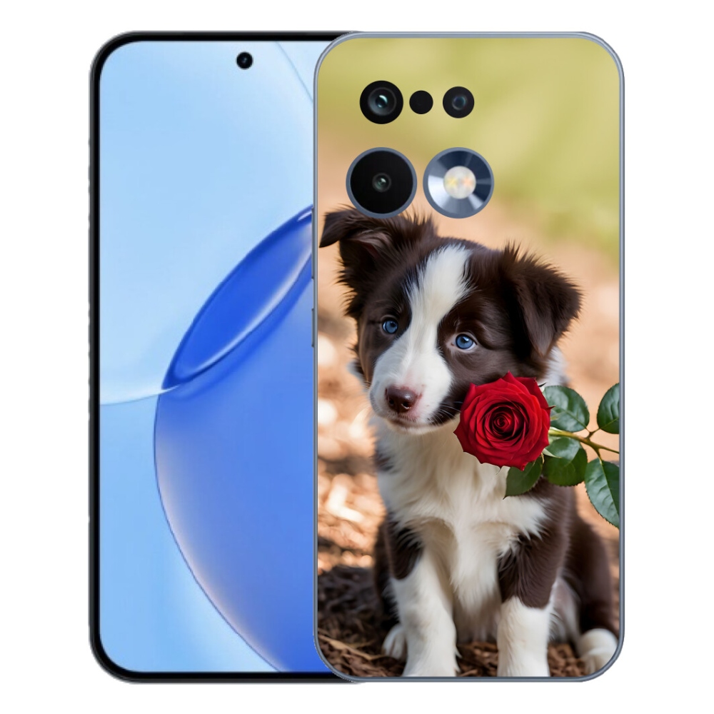 Gelový kryt mmCase na Realme 16 Pro - roztomilá border kolie s růží