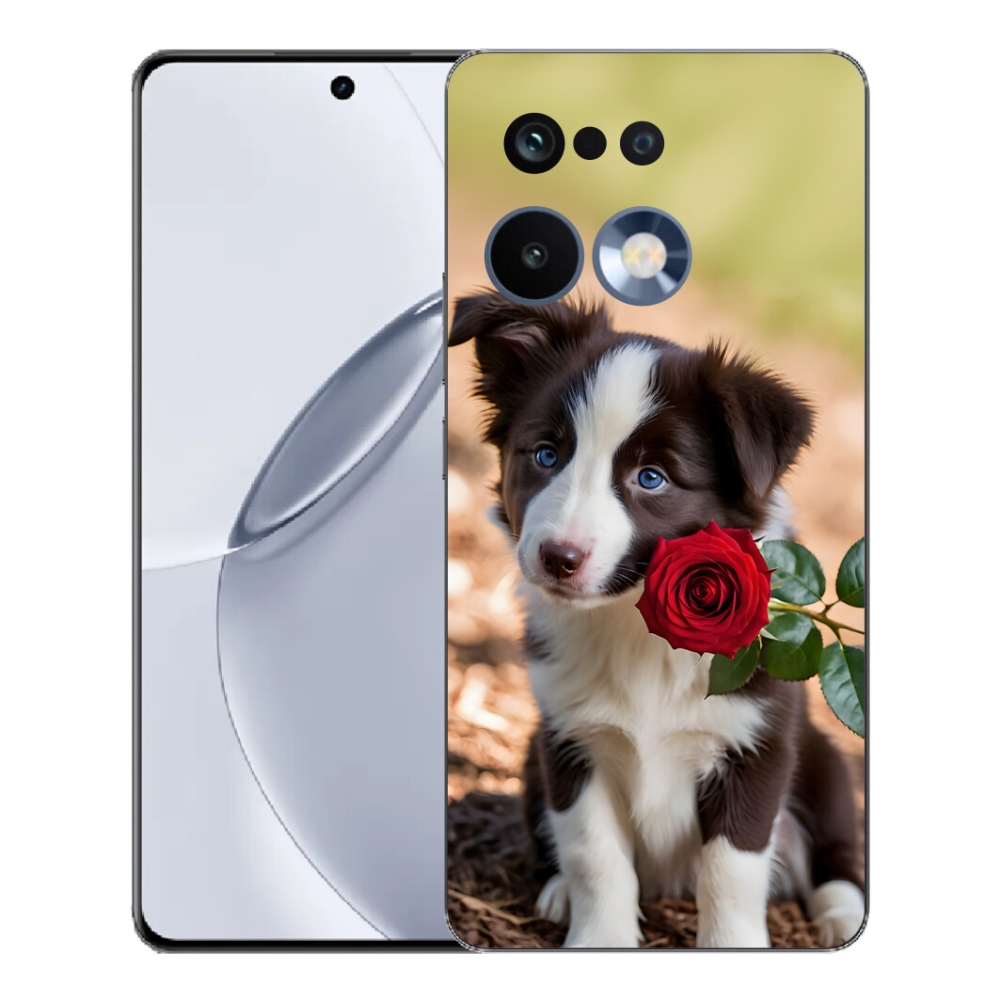 Gelový kryt mmCase na Realme 16 Pro+ - roztomilá border kolie s růží