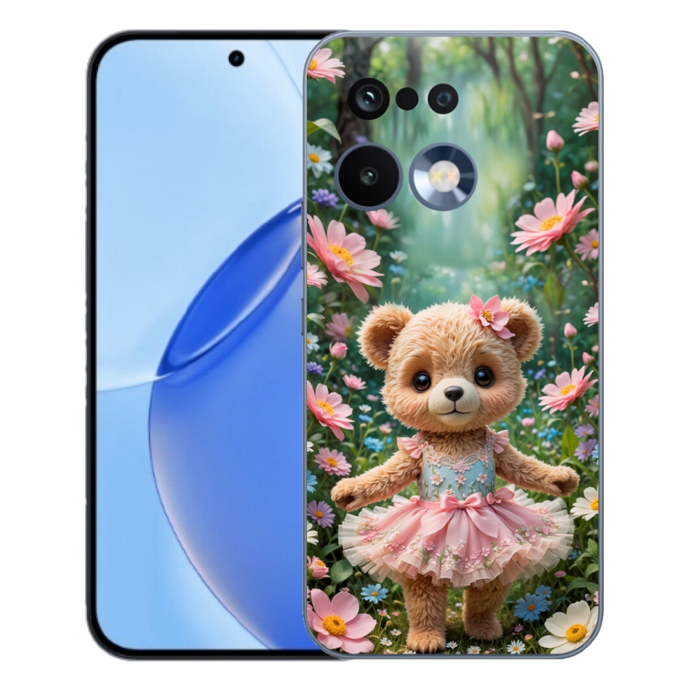 Gelový kryt mmCase na Realme 16 Pro - roztomilý medvídek v květinách