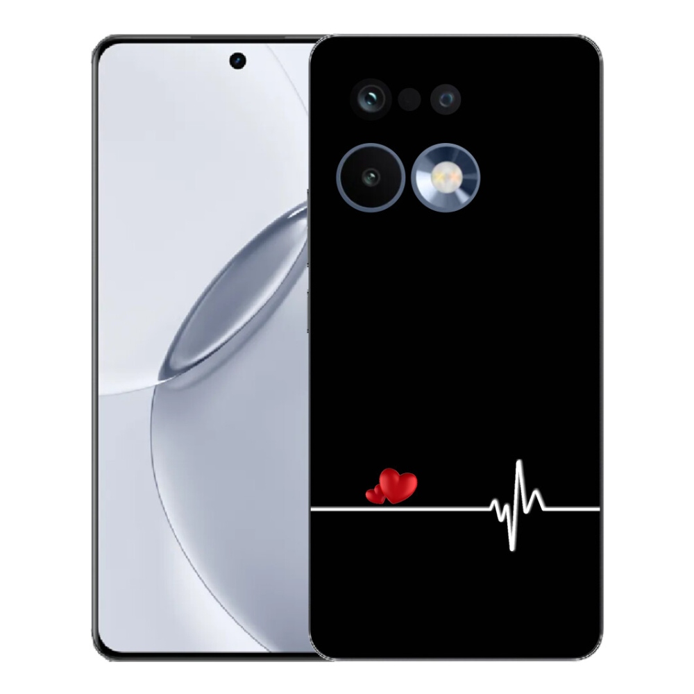 Gelový kryt mmCase na Realme 16 Pro+ - srdce a tep černé pozadí