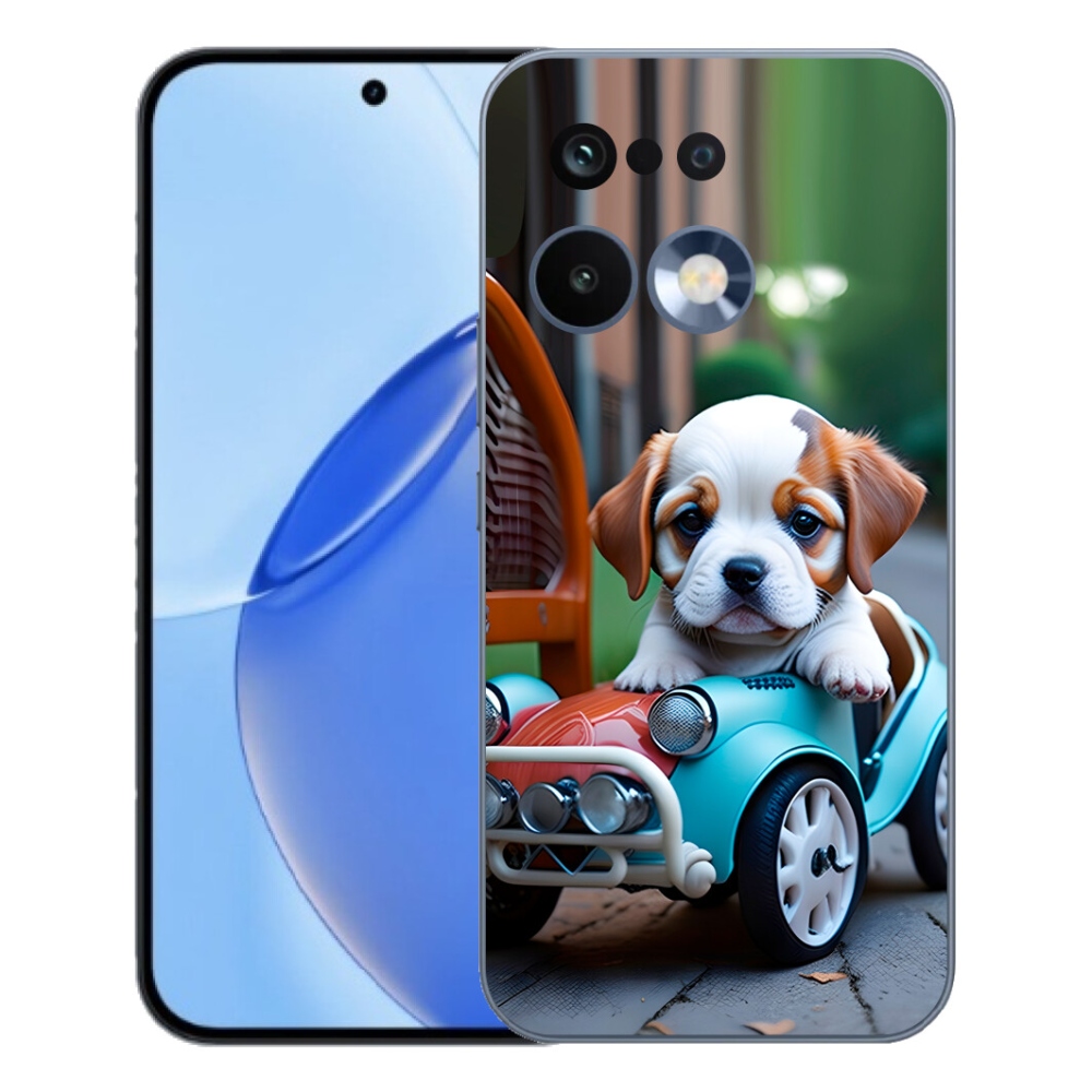 Gelový kryt mmCase na Realme 16 Pro - štěně v retro autě